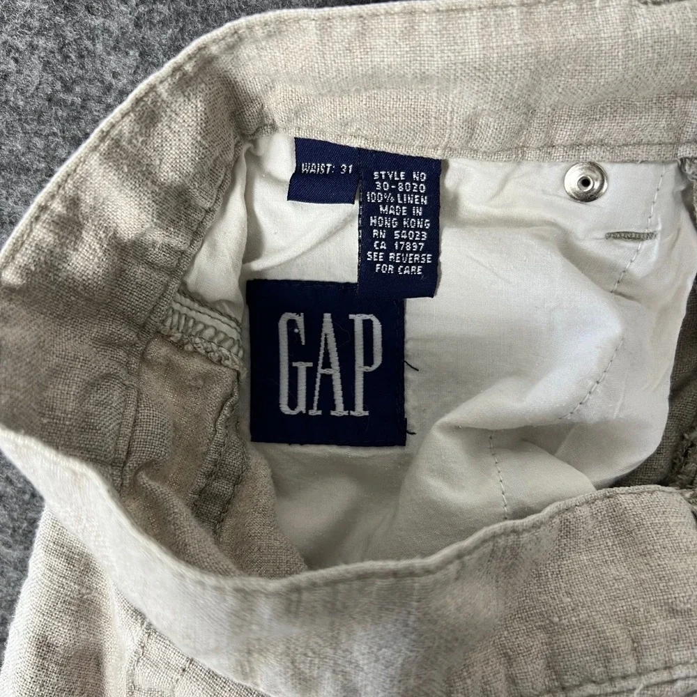 Vintage GAP 100% Linen Pants Mens 31 (Actual 30x26) Gray Straight Leg Trousers